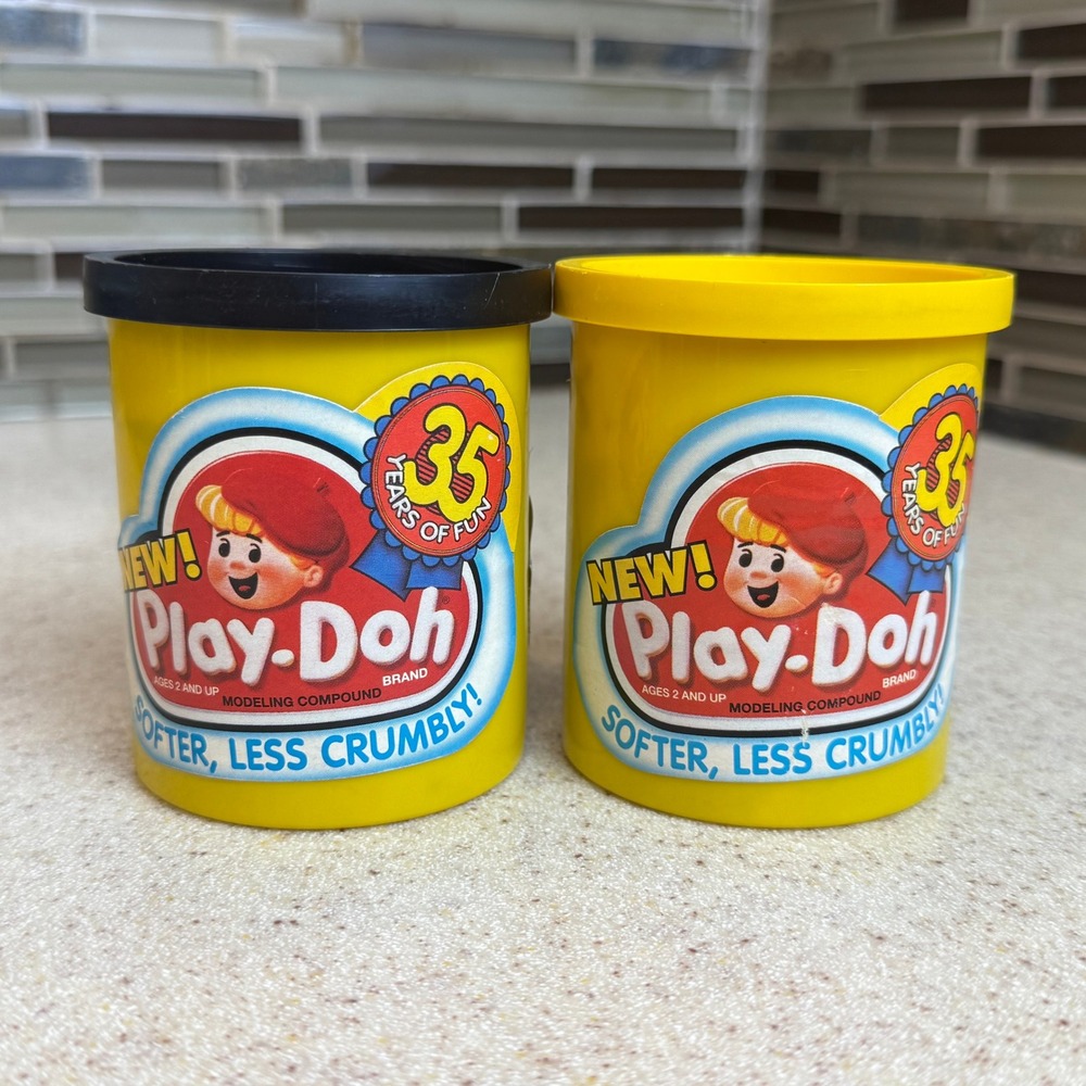 Vintage 1990 Kenner Play-Doh 35th Anniversary Cans‎ Set of 2 Retro Prop Display